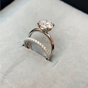 3.3 Carat Bridal Ring Set (Engagement Ring + Wedding Band) Certified Moissanite